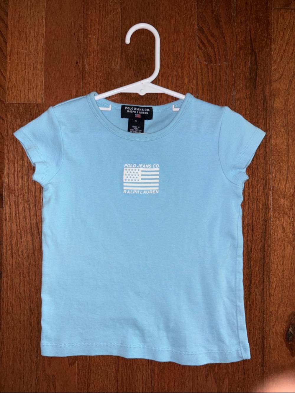 Vintage Polo Jeans Co. Ralph Lauren Girls Short Sleeve Tee with White Flag Logo